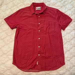 Red denim and flower mens button down medium